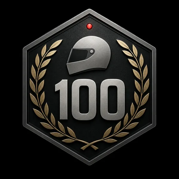 Badge Centurion 100 trackdays — récompense Tarmago pour 100 trackdays roulés
